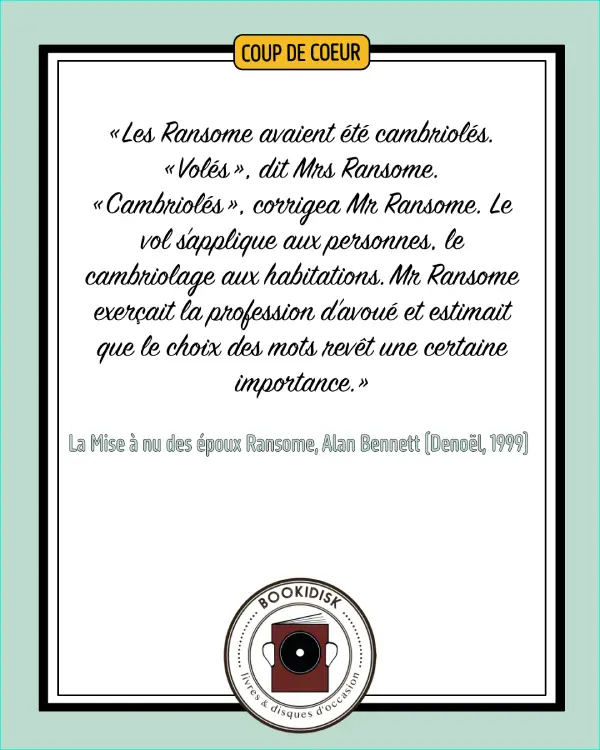4e de couv Alan Bennett La mise à nue des époux Ransome