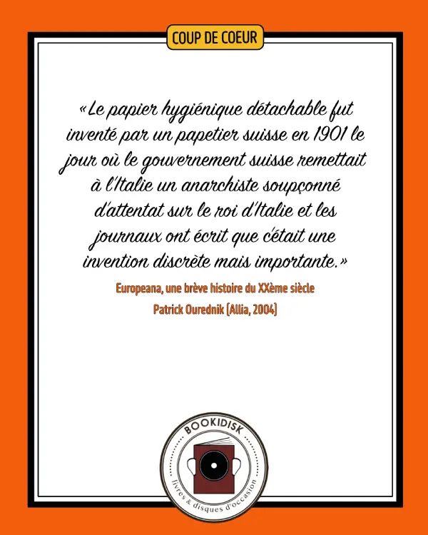 4e de couv Patrik Ourednik Europeana une brève histoire de XXe siècle